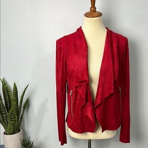 Bagatelle Draped Faux Suede Jacket Red Size Medium